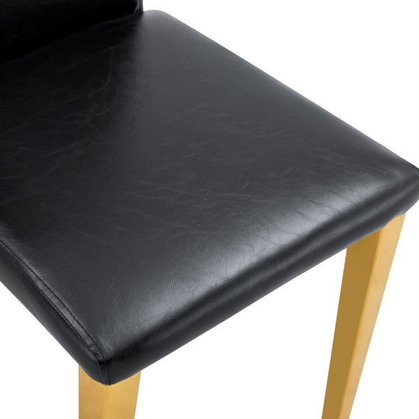 English Elm Table and Chair Set Extendable Round Mdf Top Gold Legs Four Pu Dining Seats Black,White+Gold W1151S04830