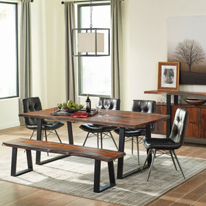 English Elm Wobegon Grey Sheesham Live Edge Dining Bench with Angled Metal Legs, 70" Rustic Modern Seating Appeal B062P375996