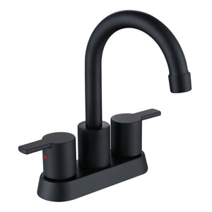 English Elm Bathroom Widespread Faucet Matte Black Dual Handle with Swivel Spout Supply Lines B2724P501315