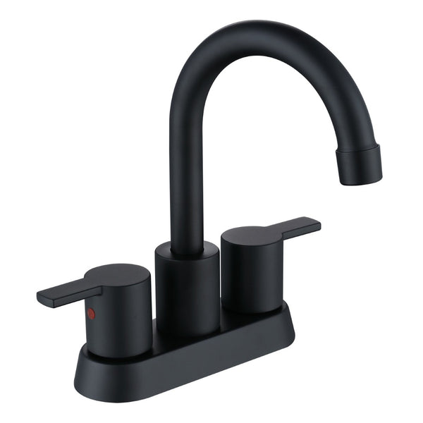 English Elm Bathroom Widespread Faucet Matte Black Dual Handle with Swivel Spout Supply Lines B2724P501315