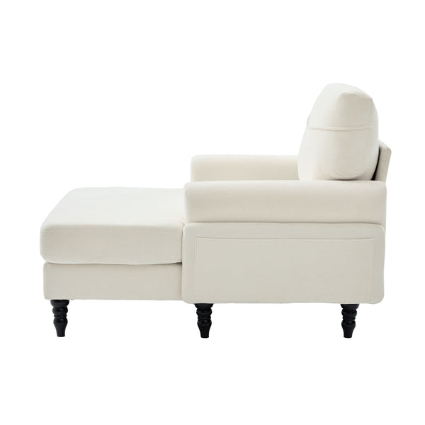 English Elm Modern Chenille Fabric Recliner Chaise Lounge Sofa with High-Resilience Foam, 550LB Capacity, Cozy Plush Backrest and Armrests for Living Room Relaxation Beige W395P371331