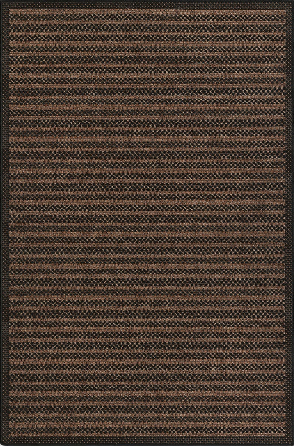 Unique Loom Outdoor Border Checkered Machine Made Border Rug Brown, Brown/Black 5' 3" x 8' 0"