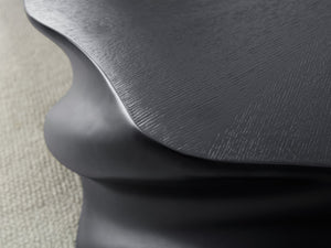 English Elm 35" Sculptural Petal Coffee Table Matte Black Fiberglass Fluted Base Living Room W2664P462014