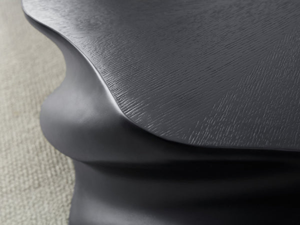 English Elm 35" Sculptural Petal Coffee Table Matte Black Fiberglass Fluted Base Living Room W2664P462014