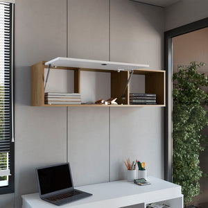 English Elm Wall Cabinet sleek 47.2" W x 23.6" H engineered wood wall-mounted storage with four doors, shelves, organizer and eco-safe compliance Natural Wood 52.36 L x 14.57 W x 3.94 H B097P296858