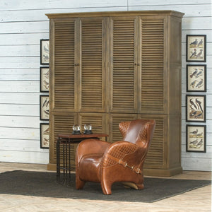 Sarreid Croc Leather Nesting Tables Set Of 3 - Elegant Brown Crocodile Style With Iron, Wood, And Tacks Brown  25953