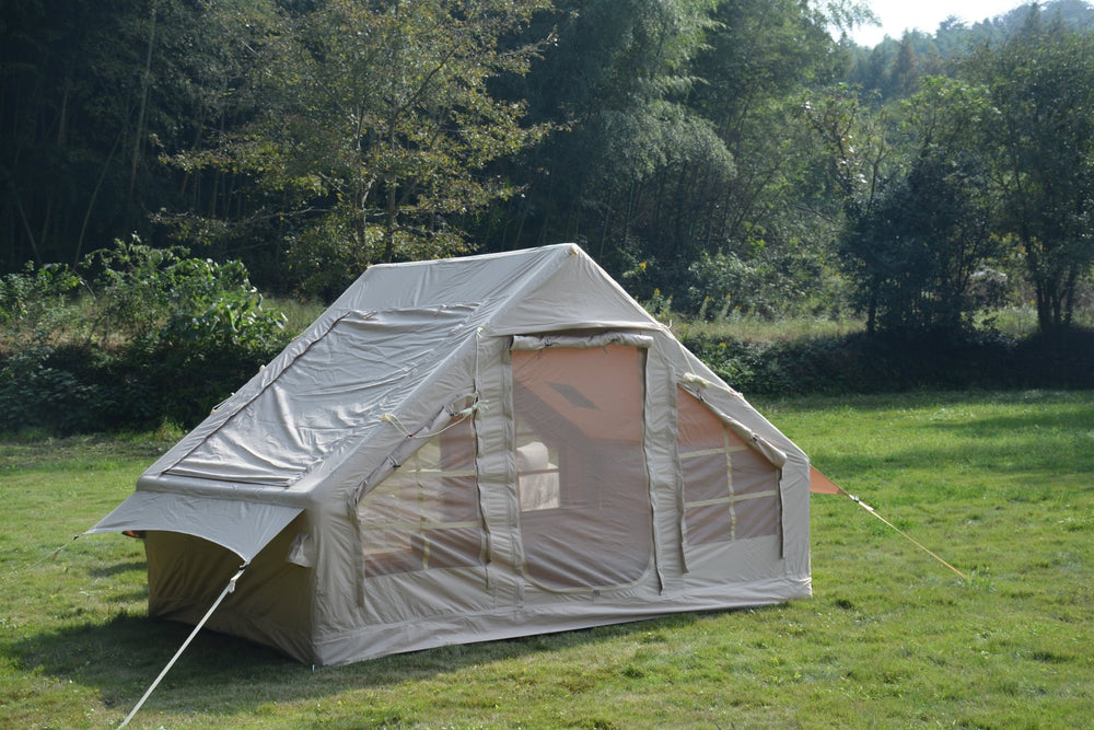 English Elm Inflatable Glamping Tent 4 Season Waterproof Air Beam Frame Shelter for 4 to 6 Persons Beige W640P244842