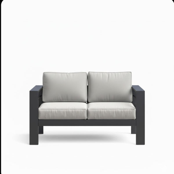 English Elm All-weather 4 Piece Outdoor Conversation Set Iron Frame Olefin Cushions Patio Seating Light Gray B082S00107