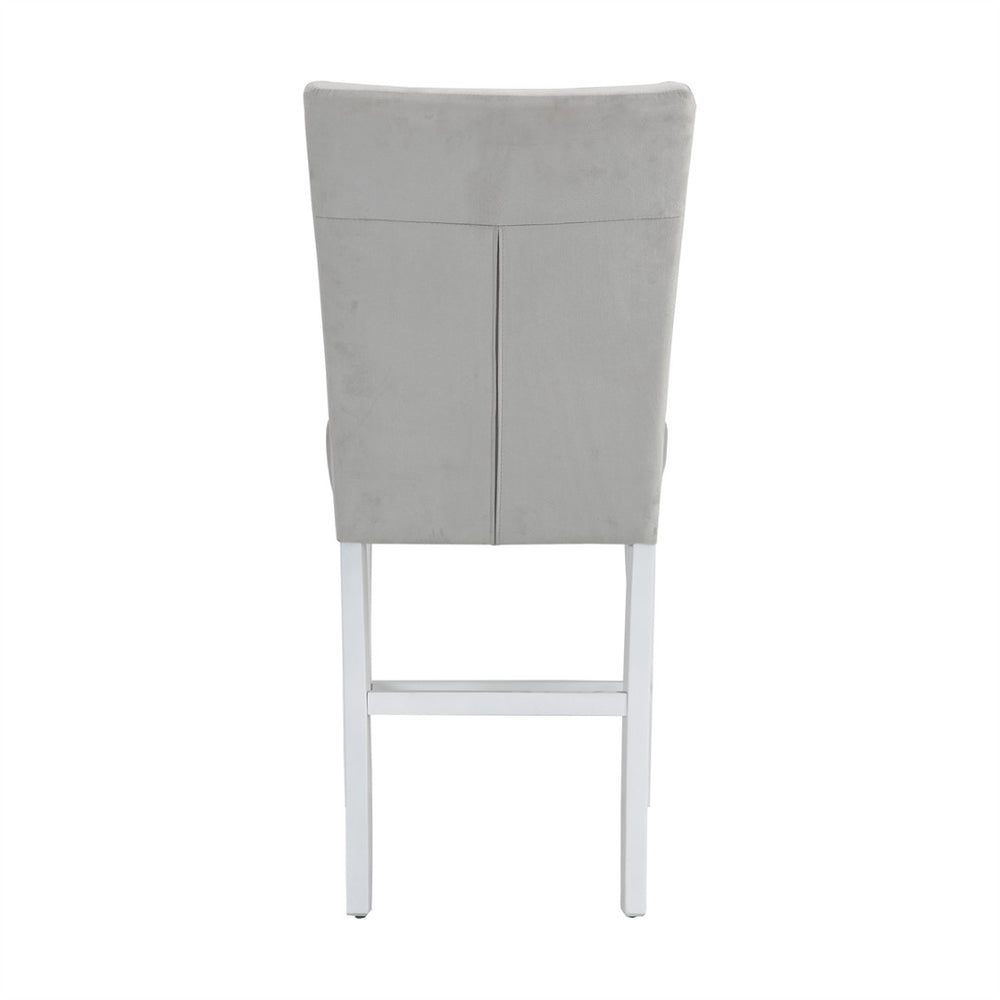 English Elm Set Of 2 Velvet Upholstered Counter Height Chairs - Grey & White Gloss Finish For Modern Style B016P322921-GIGA