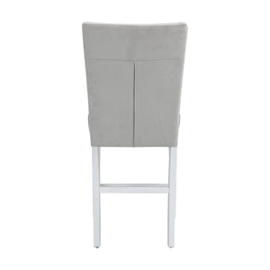 English Elm Set Of 2 Velvet Upholstered Counter Height Chairs - Grey & White Gloss Finish For Modern Style B016P322921-GIGA