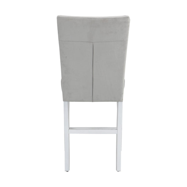 English Elm Set Of 2 Velvet Upholstered Counter Height Chairs - Grey & White Gloss Finish For Modern Style B016P322921-GIGA