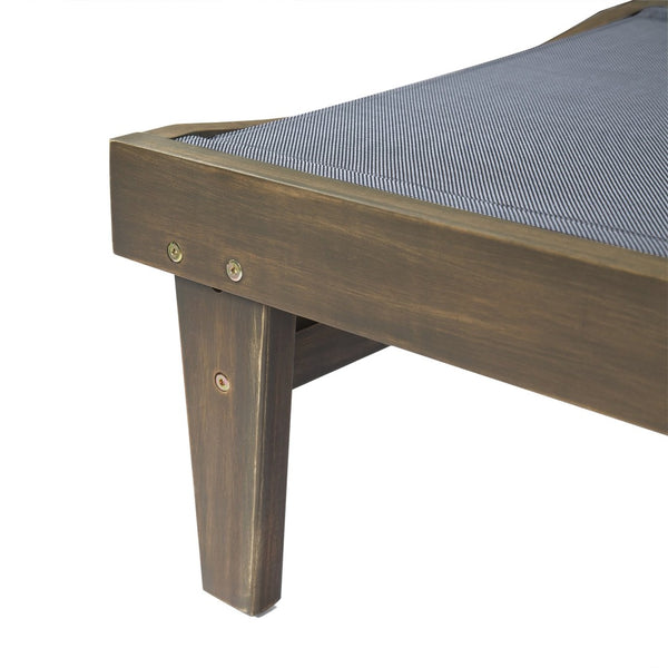 English Elm Summerland Acacia Wood Outdoor Chaise Lounge with Breathable Mesh Seat for Patio 60018.00DGY