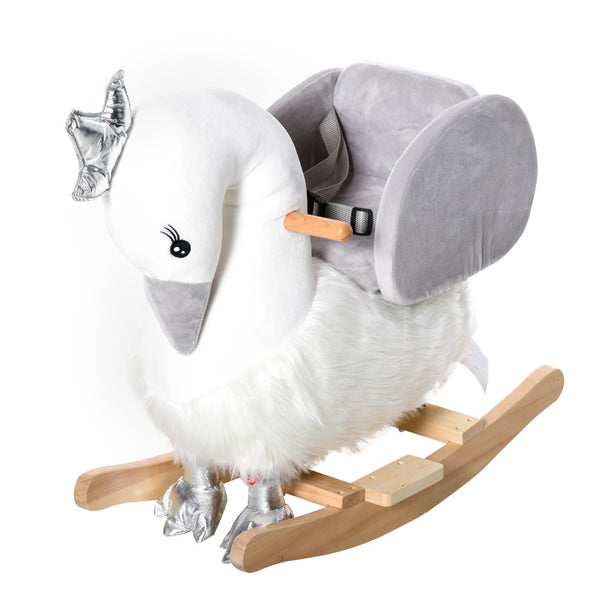 English Elm Qaba Plush Bear Toddler Rocker with Wooden Base Sound Feature and Safety Belt W2225P229181