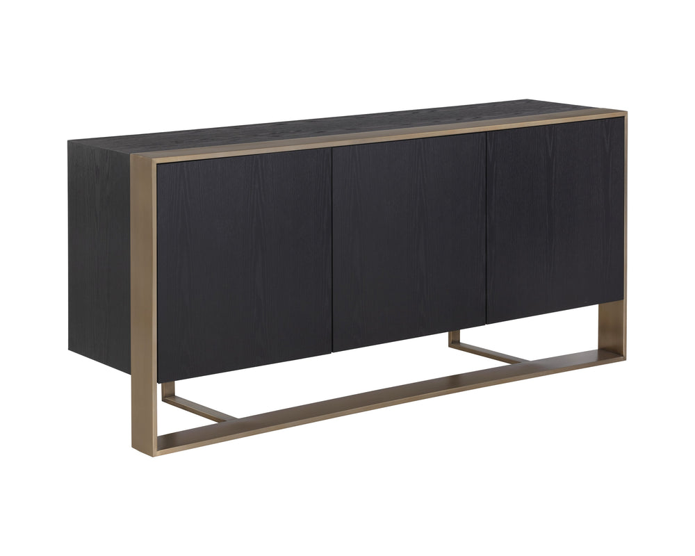 Sunpan Dalton Modern Sideboard - Stunning German Oak Veneer Design with Ample Storage for Any Space Antique Brass / Black