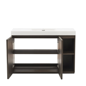 English Elm Grace Floating Walnut Vanity with Solid Surface Sink and Soft Close Storage Drawers Oak,Smoke W1865S00223