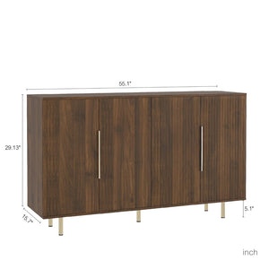 English Elm Wood Fluted Buffet Cabinet with Adjustable Shelves for Dining Room or Entryway W1321P356151