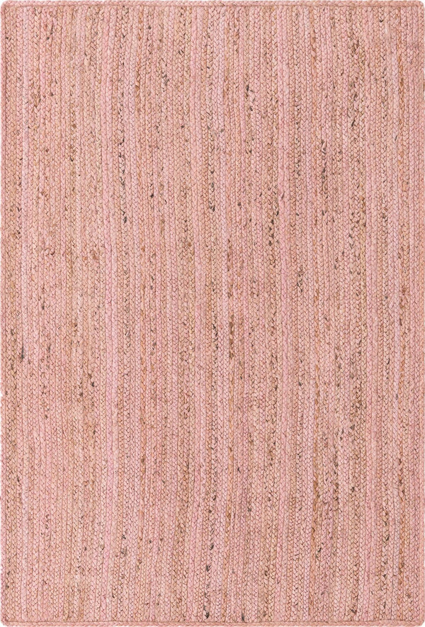 Unique Loom Braided Jute Dhaka Hand Braided Solid Rug Light Pink,  4' 1" x 6' 1"