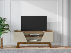 Manhattan Comfort Marcus Mid-Century Modern TV Stand Greige and Nature 259BMC10