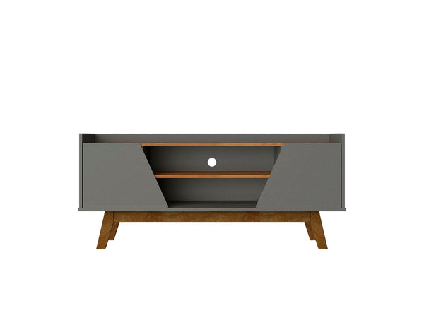 Manhattan Comfort Marcus Mid-Century Modern TV Stand Grey and Nature 259BMC50