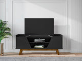 Manhattan Comfort Marcus Mid-Century Modern TV Stand  Matte Black 259BMC8