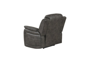 English Elm STEBAN Grey Upholstered Glider Recliner with Blanche Finish — 100% Polyester, Smooth Recline Comfort B201P216052