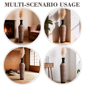 English Elm 39.4" Handcrafted Pvc Tall Floor Vase Textured Boho Accent for Entryway or Living Room W2796P446190