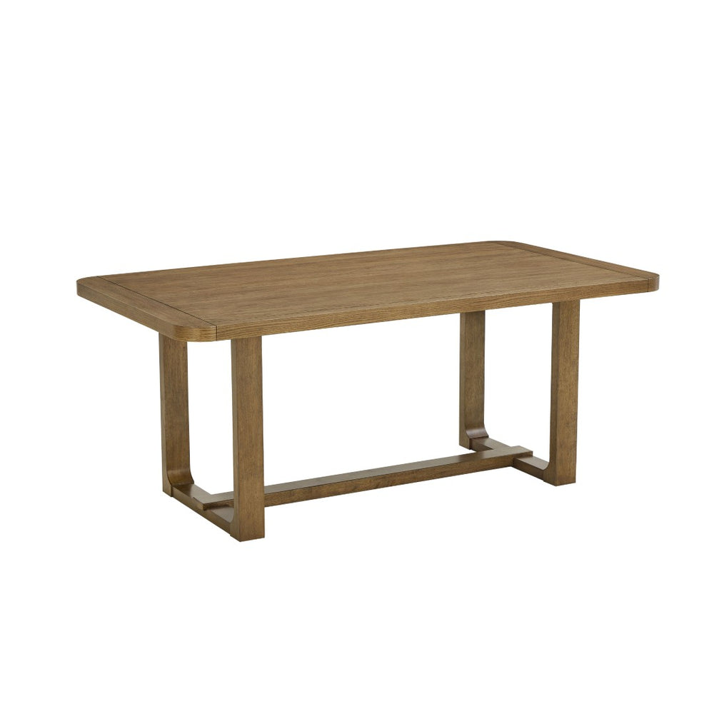English Elm Darla Walnut Oak Rectangular Dining Table Seats Six with Sled Base for Modern Rooms B061P353760