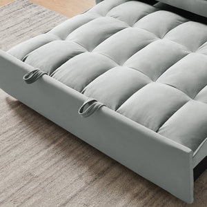 English Elm 55.1-inch Convertible Velvet Futon Sofa Bed with Storage and Adjustable Iron Frame W2564P445798