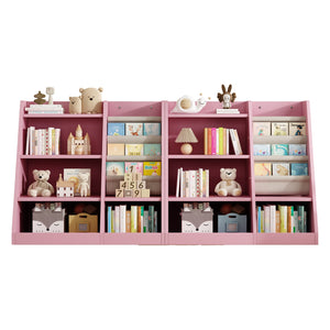 English Elm Pink Montessori Wooden Toy Storage Cabinet with 4-Tier Sling Book Pockets Sturdy Kids Bookshelf W2876P233538