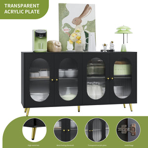 English Elm Modern Accent Sideboard Cabinet with Acrylic Doors, Spacious Adjustable-Shelf Storage Console for Kitchen Dining Hallway Office, Black W578P186749