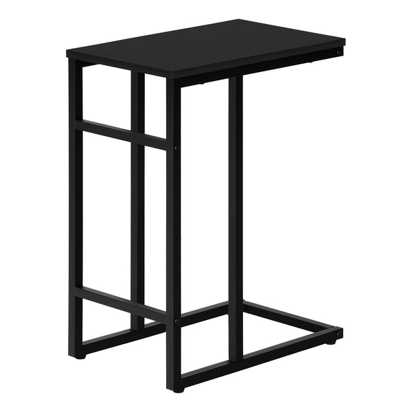 English Elm Accent Table, Modern C-Shaped Design For Versatile Use As Snack Or Laptop Stand, Black Finish B2710P218970