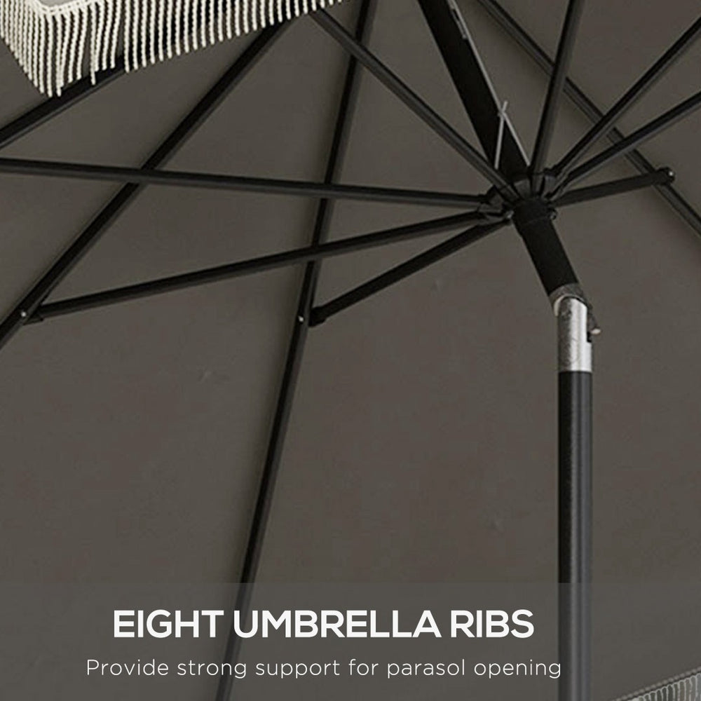 English Elm Outsunny 9Ft Ruffled Patio Umbrella With Crank & Tilt, Elegant Outdoor Market Shade For Garden & Deck W2225P200642-GIGA