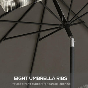 English Elm Outsunny 9Ft Ruffled Patio Umbrella With Crank & Tilt, Elegant Outdoor Market Shade For Garden & Deck W2225P200642-GIGA