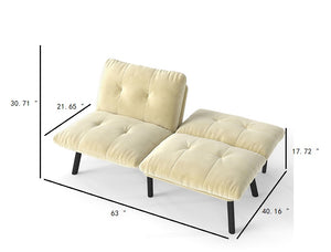 English Elm Cream Convertible Folding Modern sofa Bed — Velvet Upholstered 3-in-1 Sofa/Lounge/Bed, Ergonomic Tilt, 800lb Capacity W570P243379