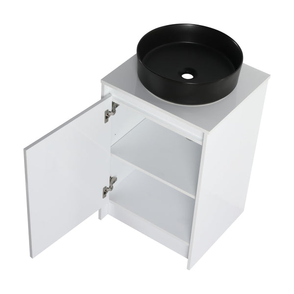 English Elm 20" Freestanding Vanity with Ceramic Sink Soft Close Storage Glossy White Bath W999S00386