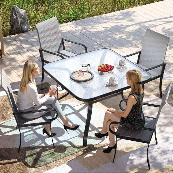 English Elm Outsunny 4 Piece Pe Rattan Patio Armchairs High Back Deep Seat Resort Dining Set W2225P485556