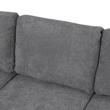 English Elm 109" U-Shaped Sectional Sofa Pull-Out Sofa Bed With Two Usb Ports, A Storage Chaise Lounge and Four Back Pillows For Living Room, Grey