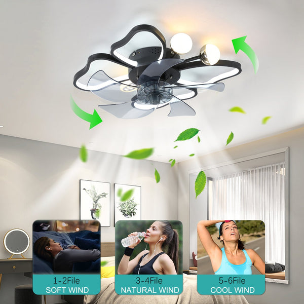 English Elm 19.7 Inch Modern Butterfly Ceiling Fan with 24W LED, Remote, Timer, Quiet Operation, White+Black W2312P374760