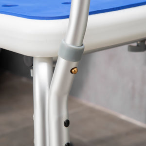English Elm HOMCOM EVA Padded Shower Chair with Back & Arms, Adjustable 6-Level Height, Non-Slip Seat (Blue) W2225P173933