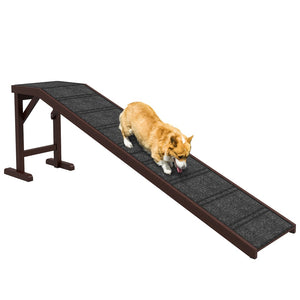 English Elm Pawhut Dog Ramp For Pets - Non-Slip Carpet, Durable Pine, Joint-Friendly Design, 74" X 16" X 25" W2225P173809-GIGA