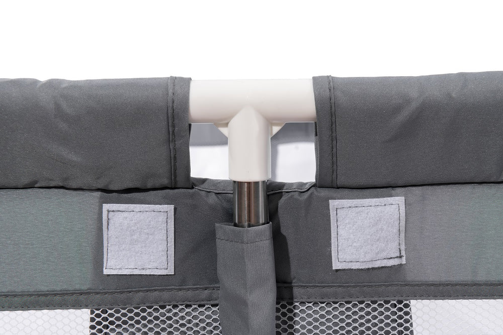 English Elm FABRIC Baby Playpen Foldable Toddler Fence with Anti-Slip Suction Base, Breathable Mesh Views, Gray B205P293090