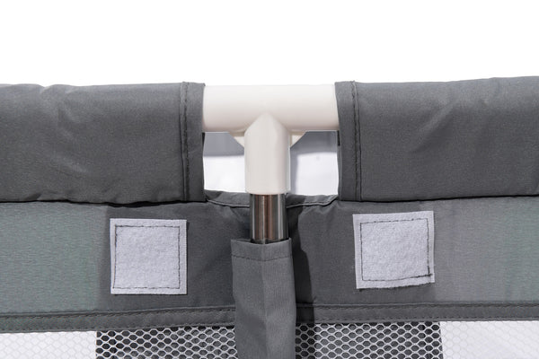 English Elm FABRIC Baby Playpen Foldable Toddler Fence with Anti-Slip Suction Base, Breathable Mesh Views, Gray B205P293090