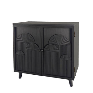 English Elm Modern Black Wood Storage Cabinet - 31In Accent Piece With Embossed Door For Stylish Organization W2729P239176