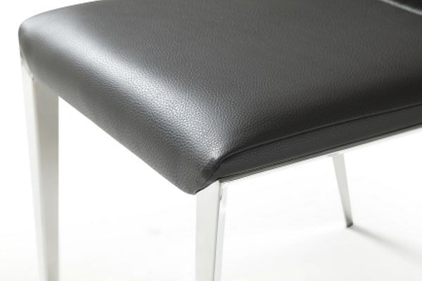VIG Furniture Taryn Modern Minimalist Seating Set Of 2 With Stainless Triangular Frame And Easy-Clean Leatherette Upholstery Dark Grey Dining Chair VGVC-B803-DKGRY