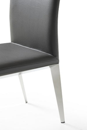 VIG Furniture Taryn Modern Minimalist Seating Set Of 2 With Stainless Triangular Frame And Easy-Clean Leatherette Upholstery Dark Grey Dining Chair VGVC-B803-DKGRY