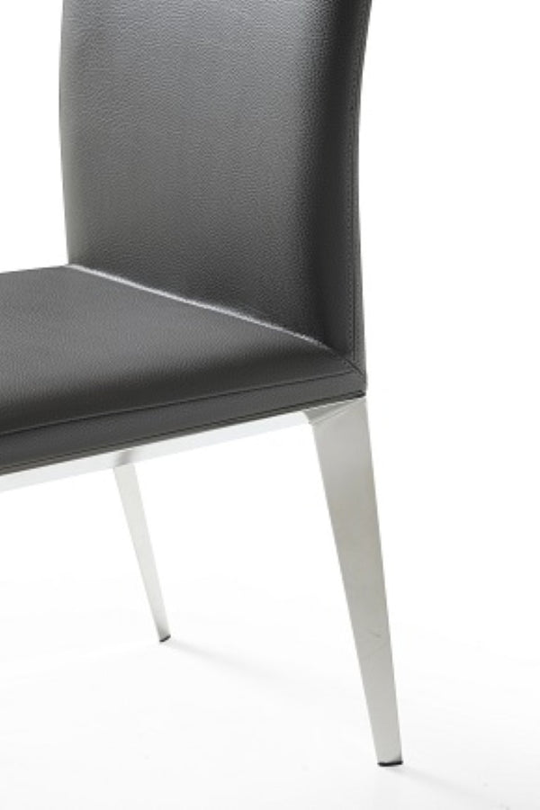 VIG Furniture Taryn Modern Minimalist Seating Set Of 2 With Stainless Triangular Frame And Easy-Clean Leatherette Upholstery Dark Grey Dining Chair VGVC-B803-DKGRY