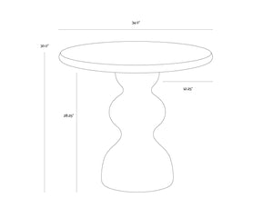 Sunpan RAUL Bistro Table - Sculptural Pedestal Design with Travertine Look for Modern Dining & Lounge Spaces 112599