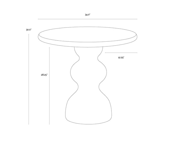 Sunpan RAUL Bistro Table - Sculptural Pedestal Design with Travertine Look for Modern Dining & Lounge Spaces 112599