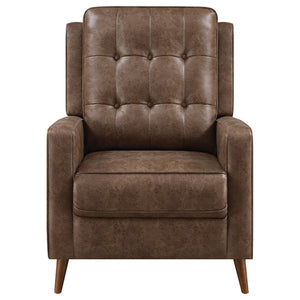 English Elm Davidson Plush Brown Tufted Leatherette Recliner - Timeless Upholstered Comfort, Solid Hardwood Legs B062P344946