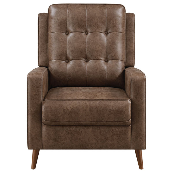 English Elm Davidson Plush Brown Tufted Leatherette Recliner - Timeless Upholstered Comfort, Solid Hardwood Legs B062P344946